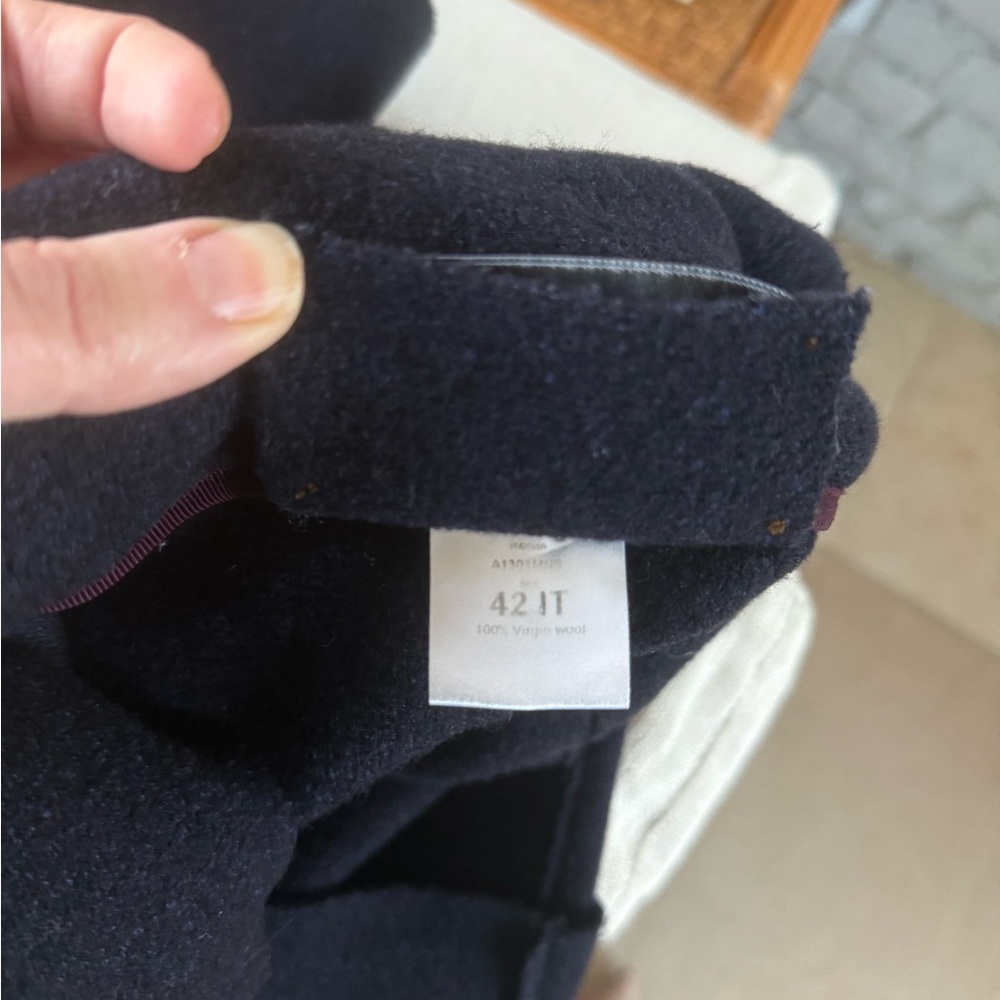 Classic Harris Wharf Navy Long Wool Coat - Picture 6 of 7